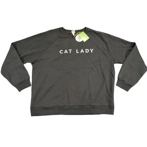 ⭐C8 The Cuddle Collab Women's "Cat Lady" Crewneck Sweatshirt Black Size XXL